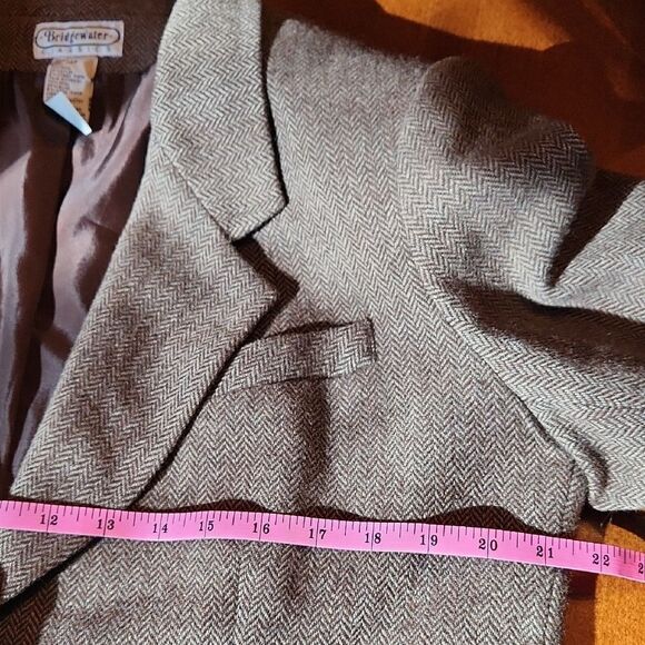 Bridgewater Classic Wool Herringbone Single Breasted Blazer, 14 Petite, Brown - Picture 5 of 8